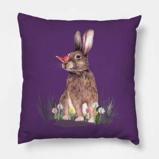 Rabbit And Butterfly Kiss Pillow