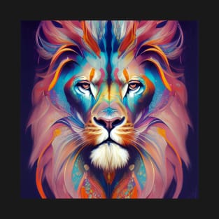 Colorful Lion Digital Art T-Shirt
