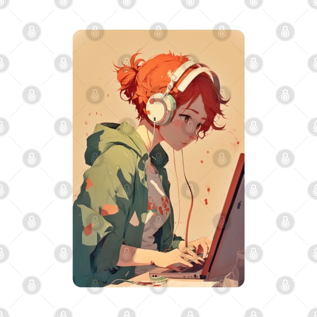 Redhead Anime Programming Girl by SMCLN