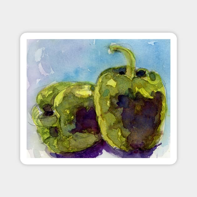 Green Peppers Kitchen Art Magnet by dfrdesign