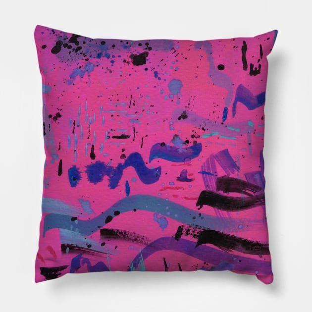 Neon Pink Party Pillow by Colzo Art