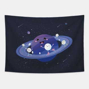 Space Ice Skating Tapestry