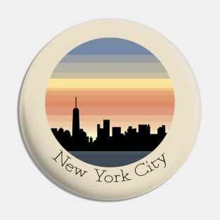 New York Sunset Skyline Pin