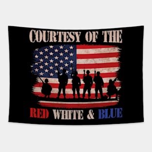 Courtesy Of The Red White And Blue Vintage America US Flag Tapestry