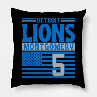 Detroit Lions Montgomery 5 American Flag Football Pillow