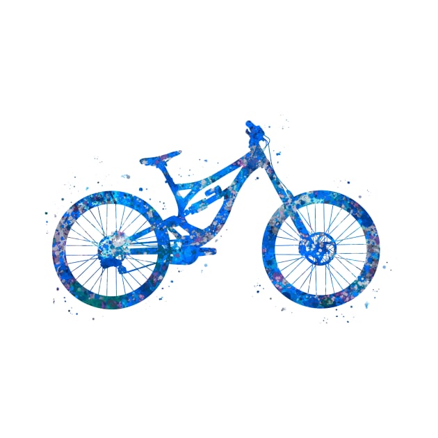 Downhill mountain bike watercolor  blue by Yahya Art