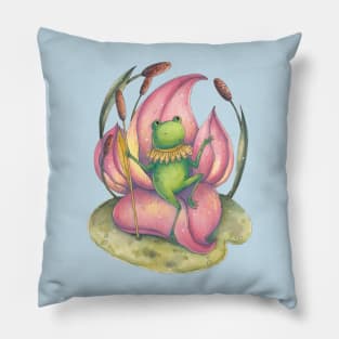 frog funny reeds Pillow