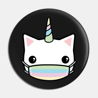 rainbow face mask cat Pin