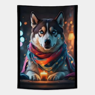 Cozy Siberian husky Tapestry