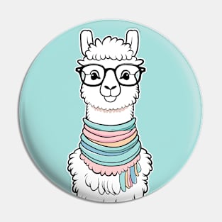 Fashion Llama with Scarf and Glasses Pin