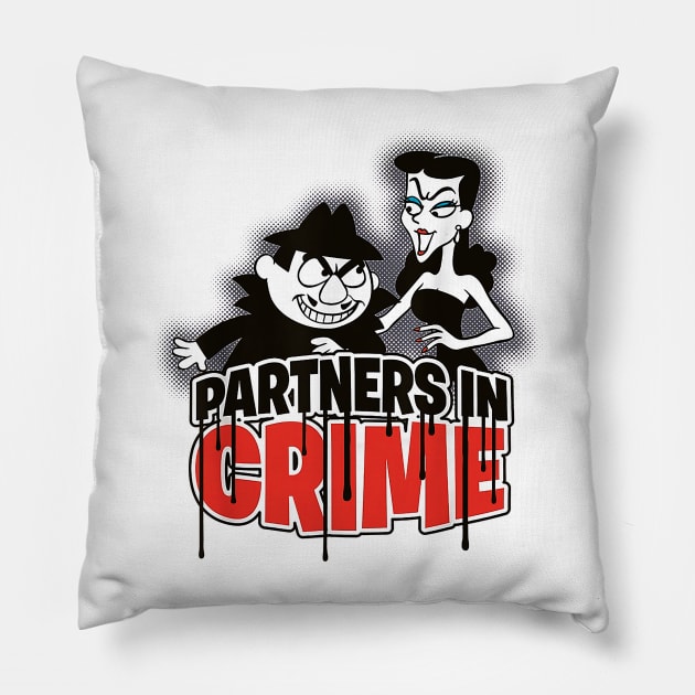 Cartoon Partners Pillow by Travis Brown