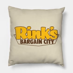 Rink's Bargain City Retro Defunct Cincinnati Discount Store Pillow