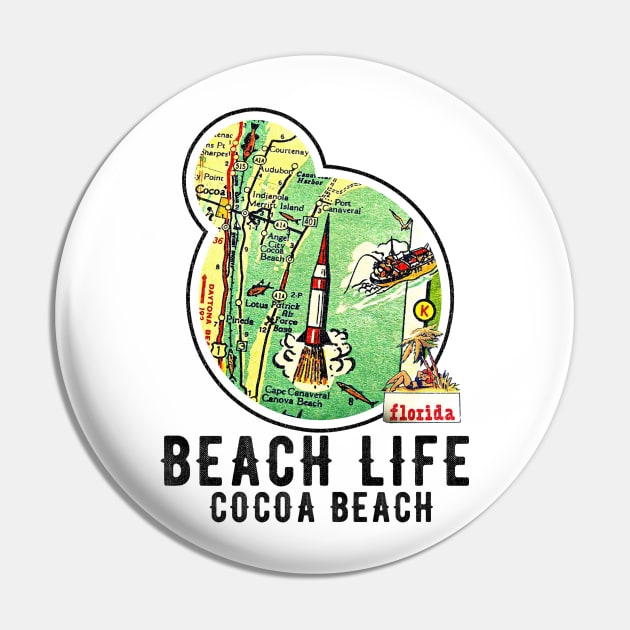 Florida Cocoa Beach Vintage Map Ocean Beach Life Pin by Joaddo