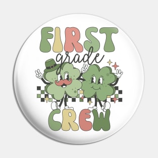 Retro 1st Grade Teacher St Patricks Day Teaching Squad Pin