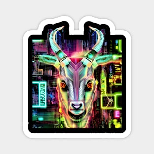 Neon Baphomet Goat Magnet