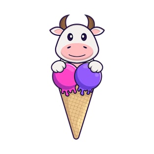 Cute cow with sweet ice cream. T-Shirt