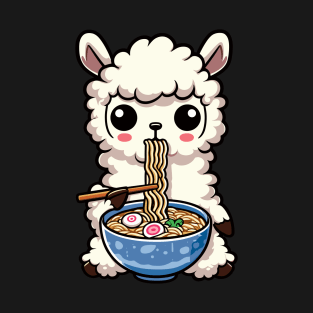 Llama Eating Ramen Soup T-Shirt