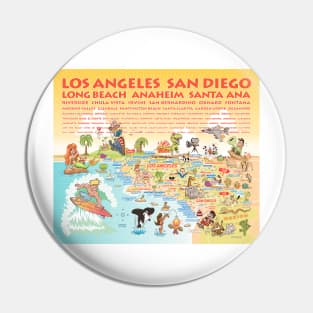 Sunny Southern California with List of Cities Pin