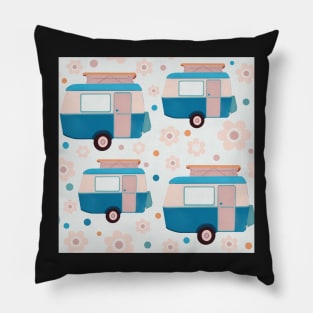 Pastel Daisy Dot Vintage Caravan Pattern Pillow