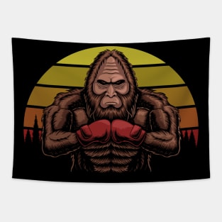 bigfoot wearing boxing gloves Tapestry