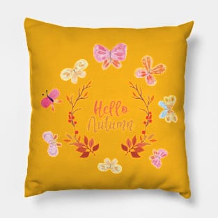 Autumn Hello With Butterfly Pillow