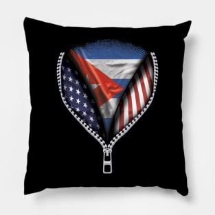 Cuban Flag  Cuba Flag American Flag Zip Down - Gift for Cuban From Cuba Pillow