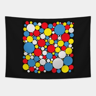 red blue white and yellow pop art polka dot pattern Tapestry