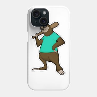 Sloth at Baseball with Baseball bat Phone Case