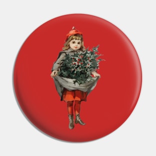 retro vintage christmas cute gırl design Pin