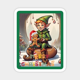 Elf & Gingerbread man Magnet