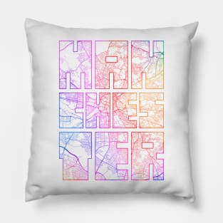 Manchester, England, UK City Map Typography - Colorful Pillow