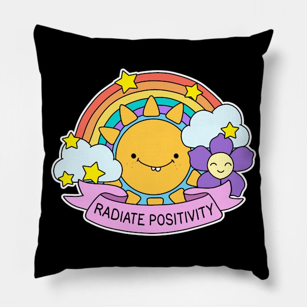 Radiate Positivity Pillow by valentinahramov