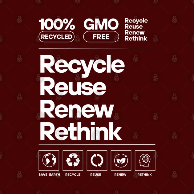 Recycle Reuse Renew Rethink To Help The Planet by Dippity Dow Five