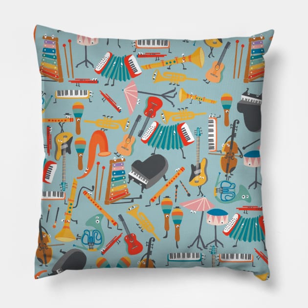 retro orchestra Pillow by ellyro