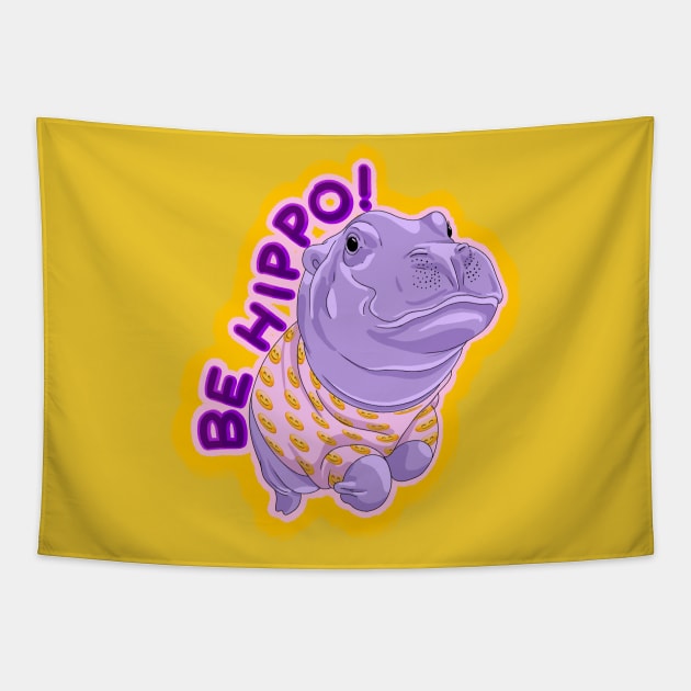 Be Hippo, Be happy! Tapestry by undersideland