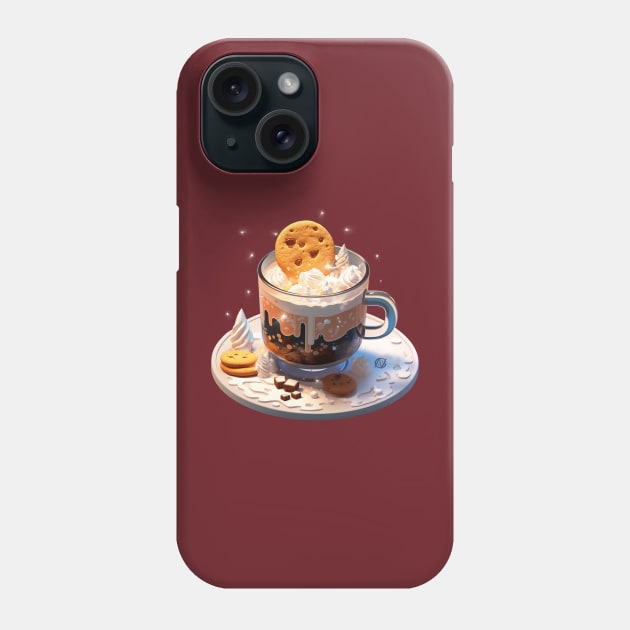 Hot Chocolate with Cookie and lots of whipped cream Phone Case by Violet77 Studio