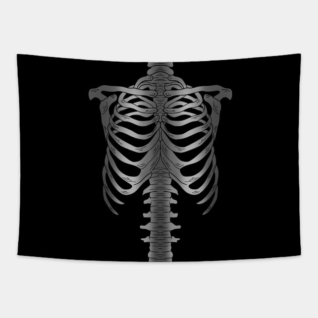 Skeleton Rib Cage  shirt, halloween skeleton,  x-ray shirt Tapestry by fall in love on_ink