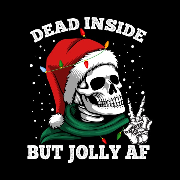 Dead Inside But Jolly Af Skull Santa Skeleton by fenektuserslda