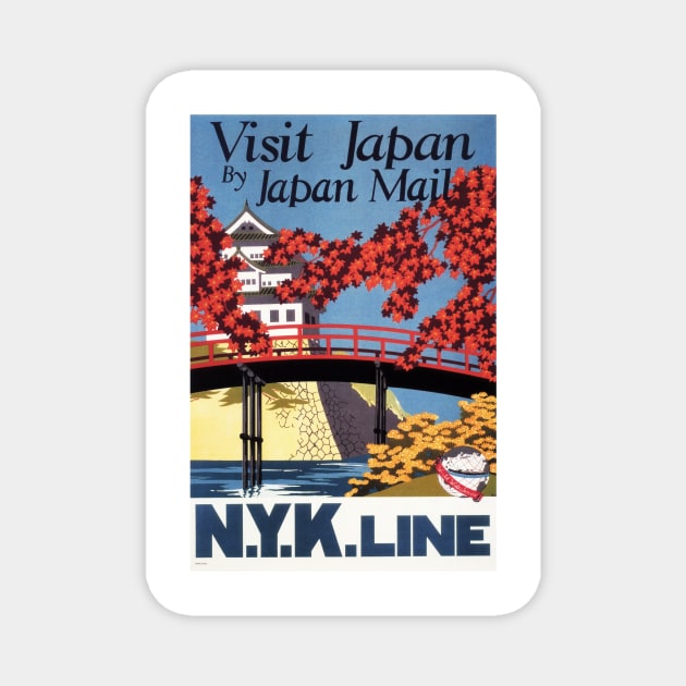 VISIT JAPAN by Japan Mail NYK Line Art Deco Japanese Vintage Travel Magnet by vintageposters