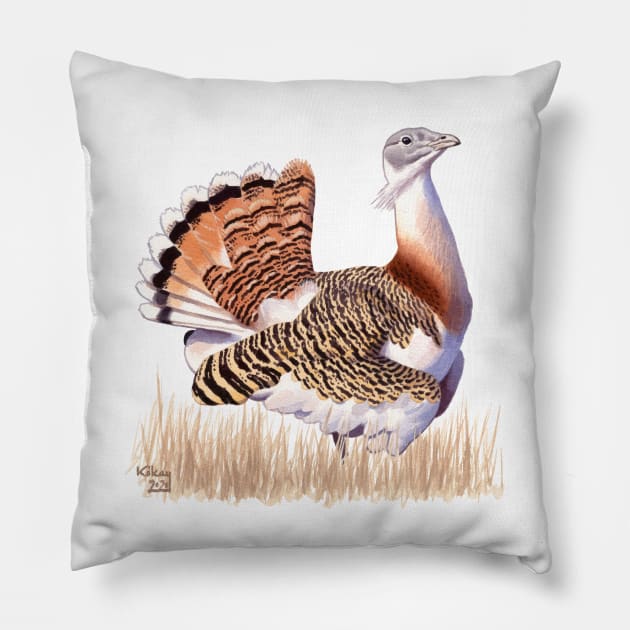 Great Bustard Pillow by kokayart