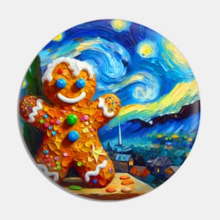 Gingerbread man in starry night Pin