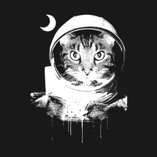 BW Astronaut Cat T-Shirt