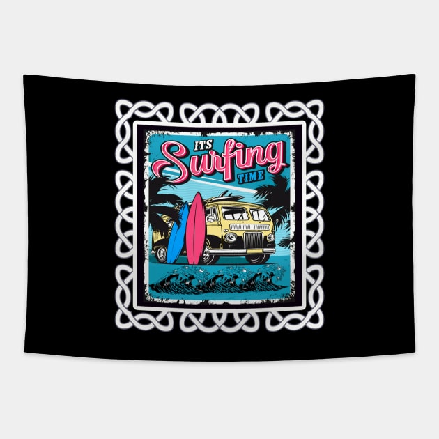 Surfing Time California Tapestry by JeffDesign