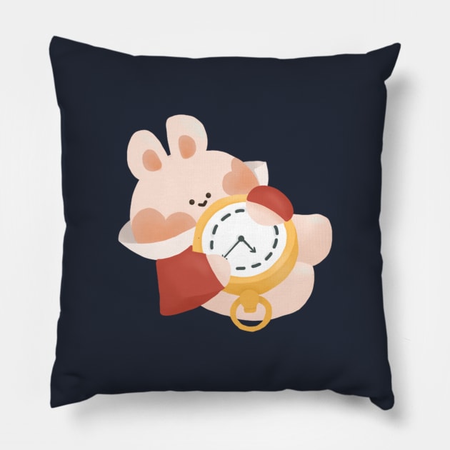 Alice in wonderland's rabbit Pillow by mamemaji