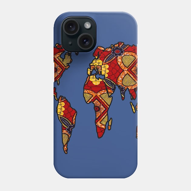 Red and Navy World Map Phone Case by artbyomega