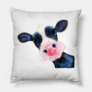 CoW PRiNT NoSeY CoW ' HeLLo SuNSHiNe ' by SHiRLeY MacARTHuR Pillow