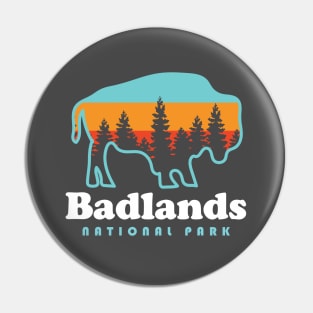 Badlands National Park Bison Retro South Dakota Pin