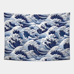 Ephemeral Crests: Hokusai Waves Reimagined Tapestry