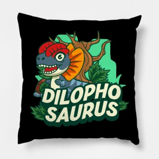 Cute Dilophosaurus Dino Cartoon Pillow