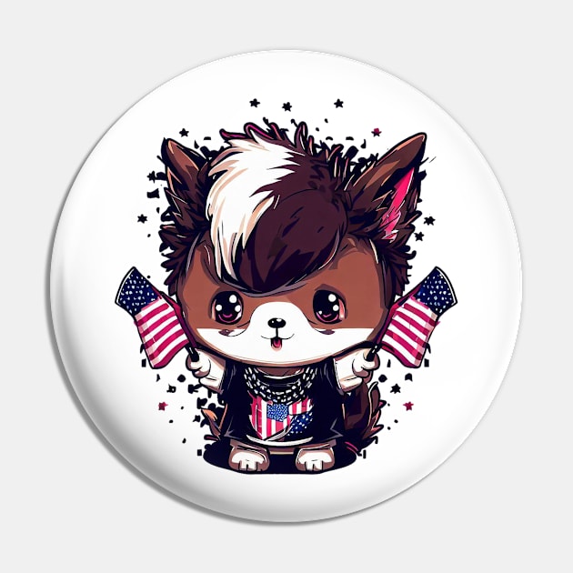 Cute Dog 4th of July Punk Patriot Pooch Pin by Cutiez Punk